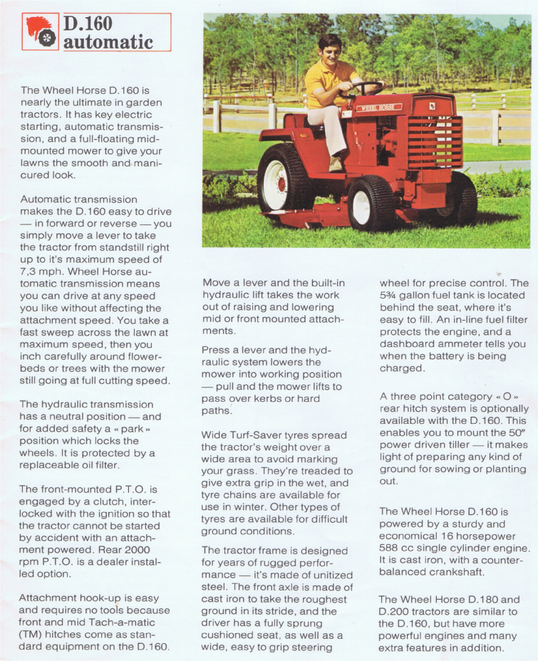 Wheel Horse D160 Automatic IMGWheelH Vintage Horticultural and