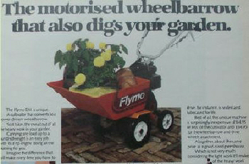 Wheelbarrow attachment for the Flymo DM tiller cultivator