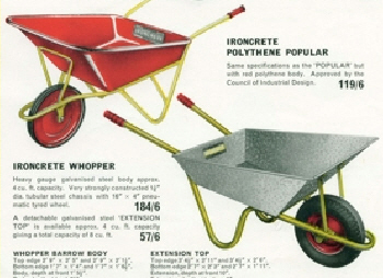 Ironcrete Wheelbarrows from the 1960's.