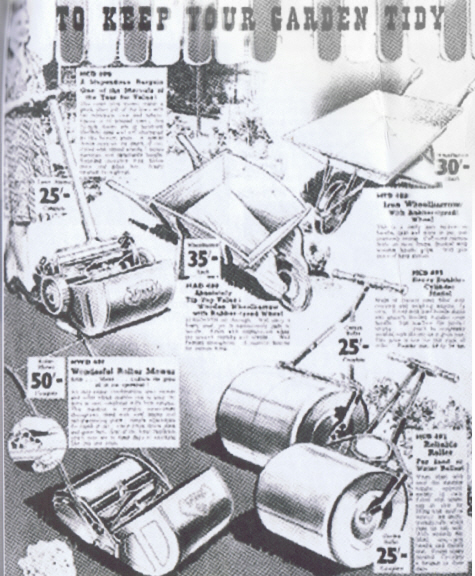 Littlewoods Catalogue 1940 Lawnmowers and gardening equipment