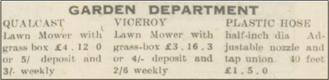 Falkirk Newspaper Advert Selling Qualcast & Viceroy Mowers in 1955