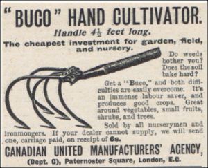 BUCO hand cultivator. The cheapest investment for garden, field and nursery. 1910.